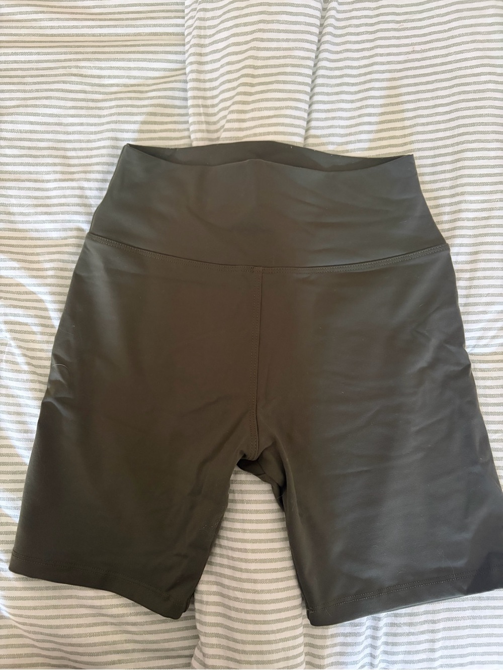 High-Rise Olive Athletic Bike Shorts for Women